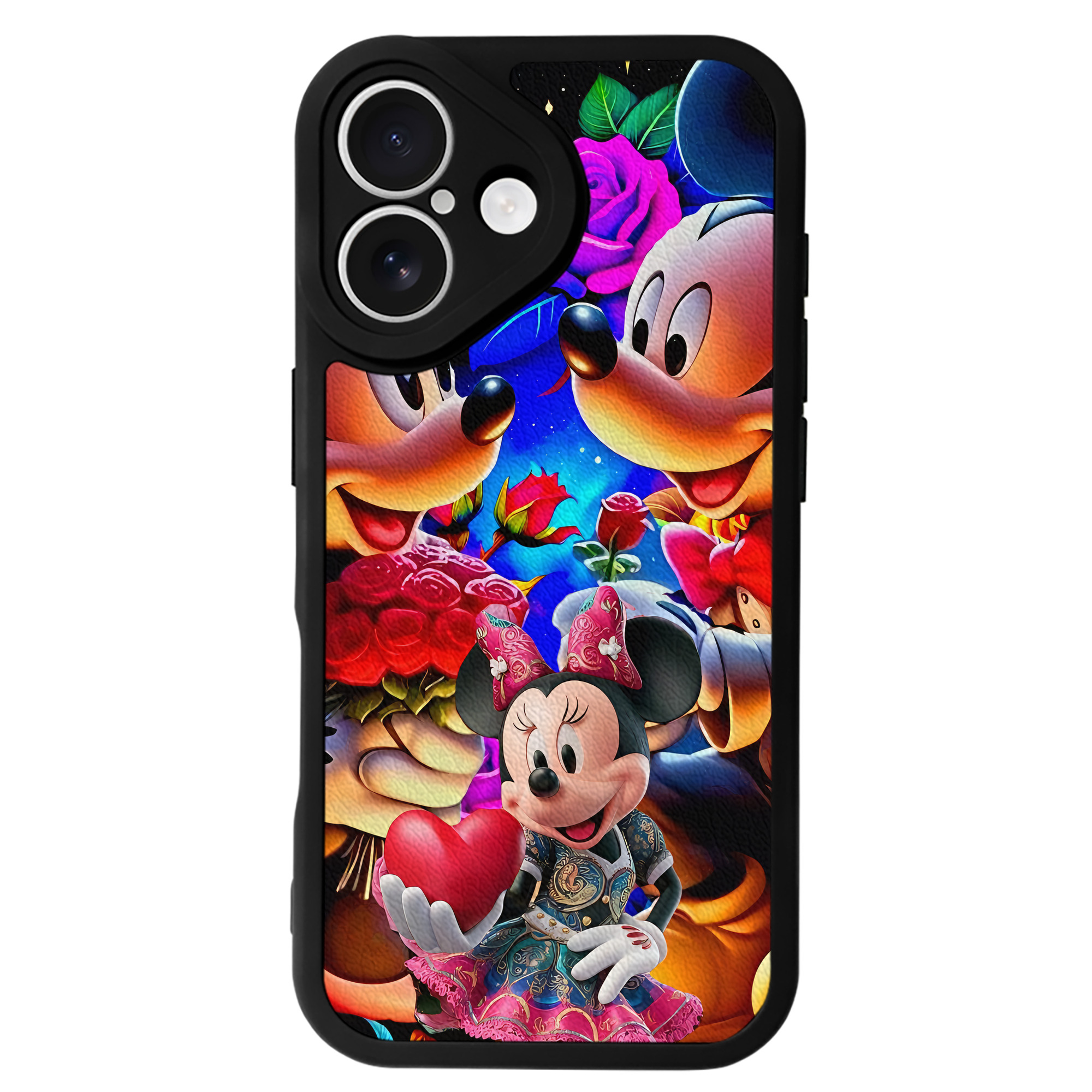（画像用） ミッキーマウス Mickey Mouse 【iPhone 16シリーズ対応】シリコンスマホケース（レザー調） 材質：シリコン